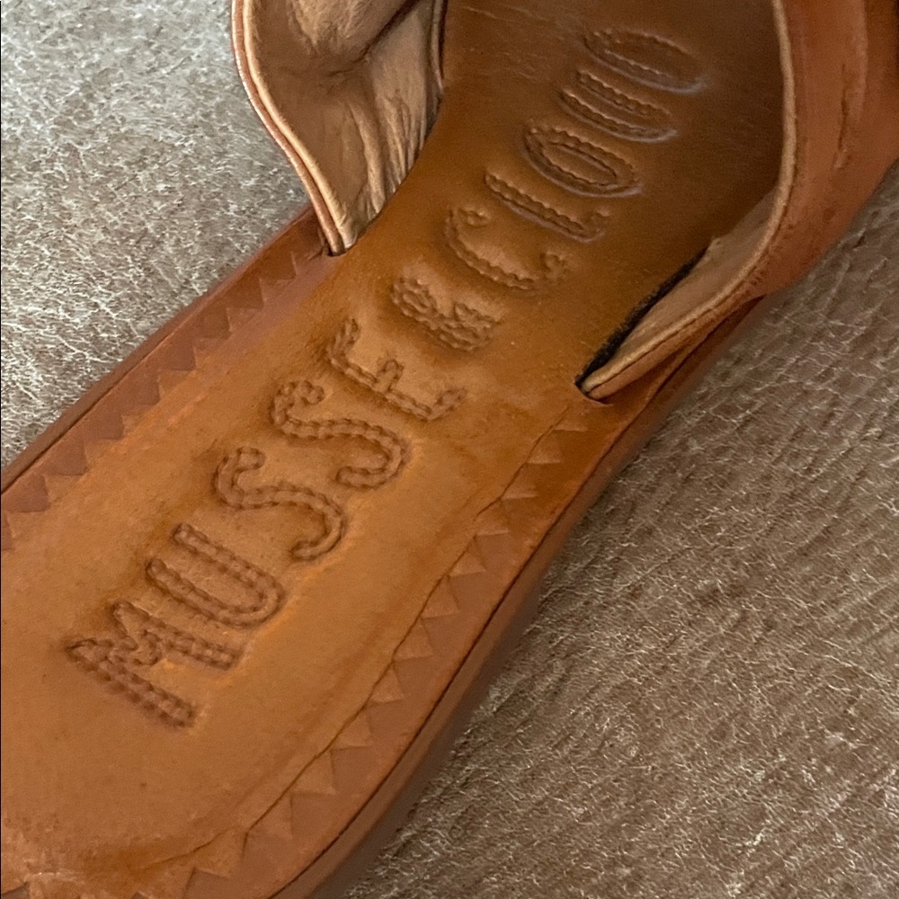 Mussed & Cloud made in Spain Brown Leather Slide Sandals - Picture 2 of 7